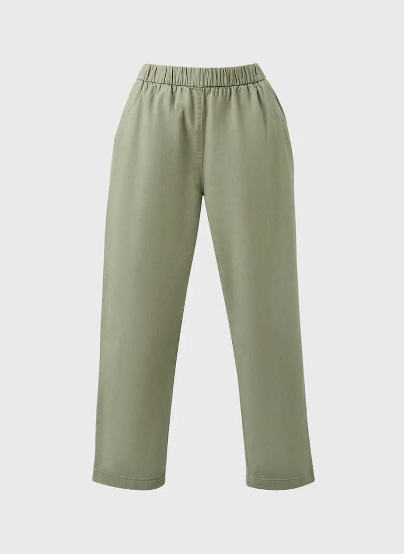 Matalan Khaki Khaki Pull On Tapered Trousers for Women | Best Price UAE